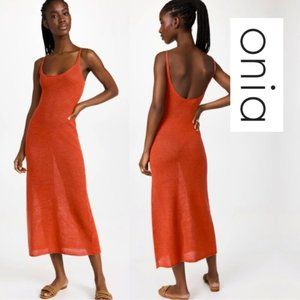 Onia Textured Linen Sweater Scoop Maxi Dress